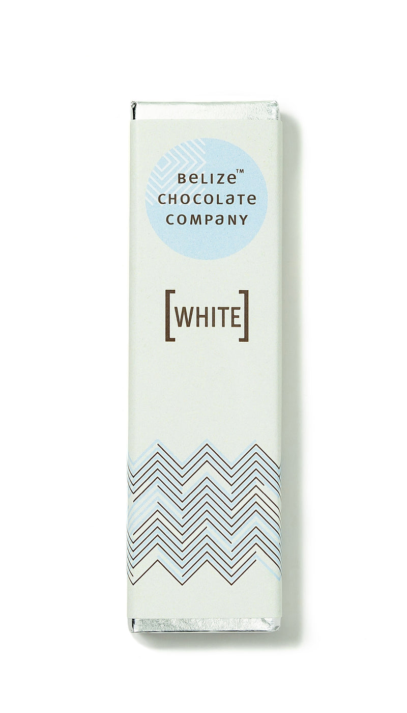 white chocolate bar wrapped in silver foil. 1.25 ounces